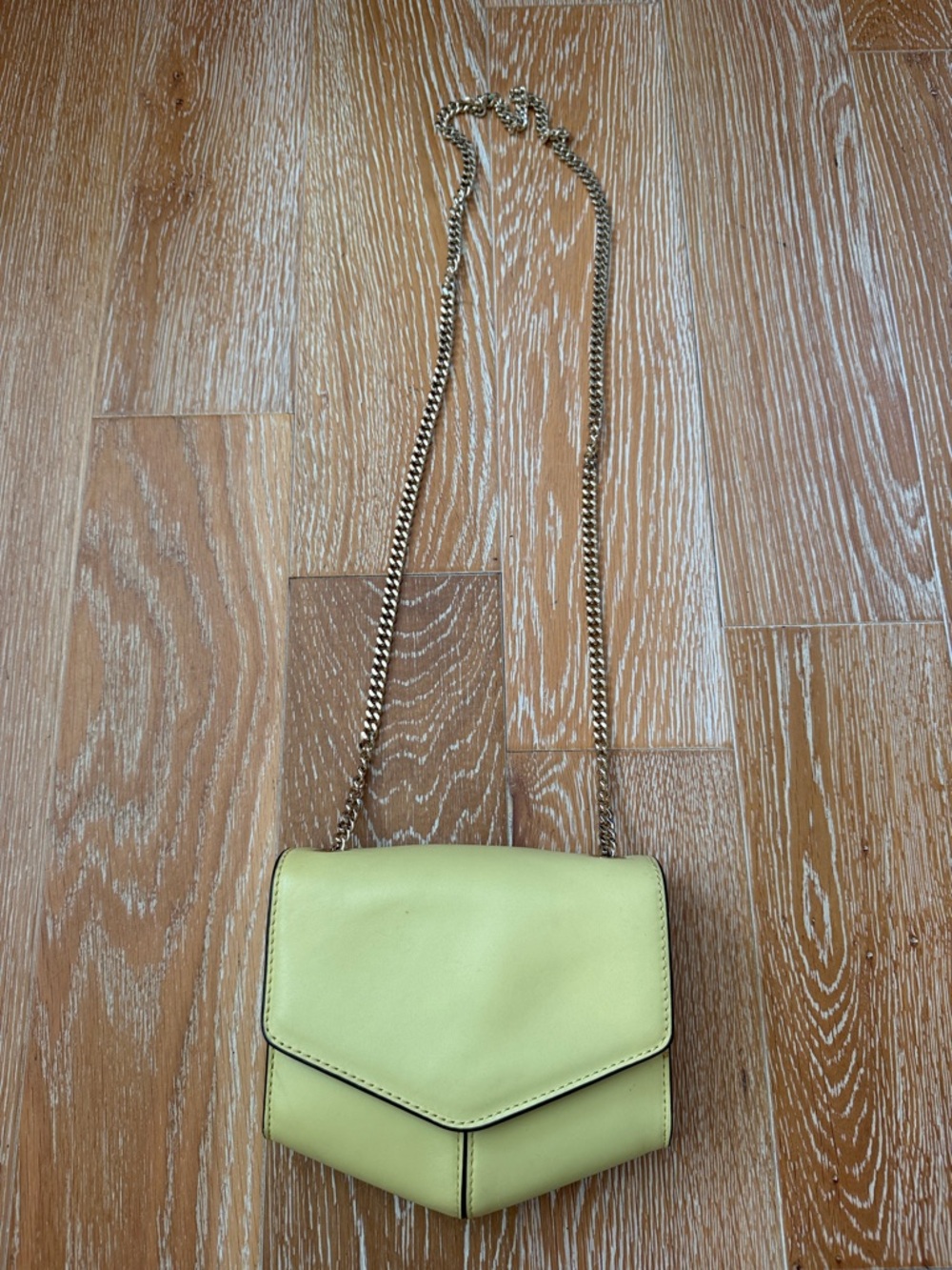 Sandro Yellow Crossbody with Gold Chain Strap